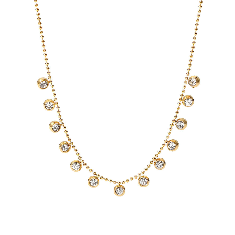 GOLD BEADED STATION NECKLACE