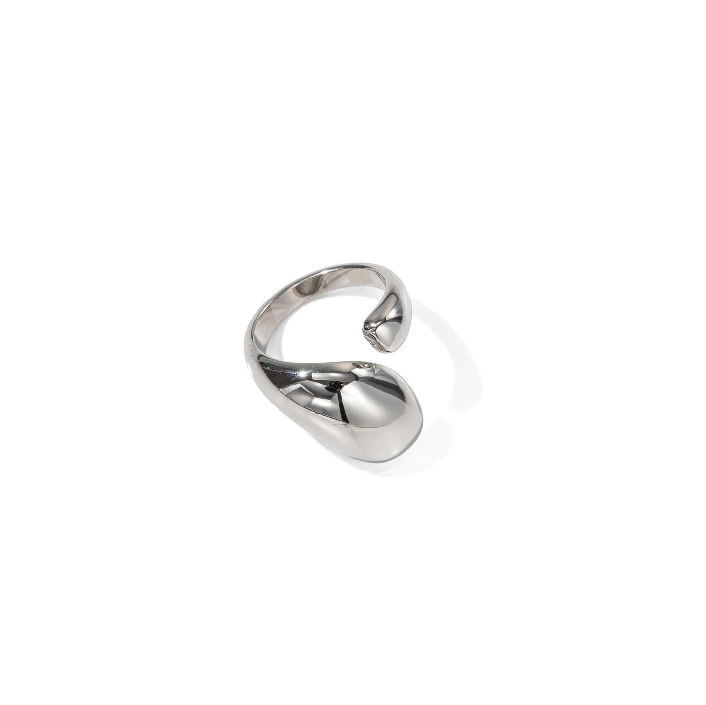 Silver Water Droplet Ring with chunky design, bold fashion statement.