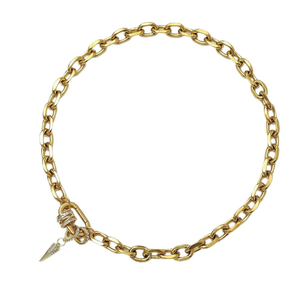 GOLD SPEAR CARABINER NECKLACE