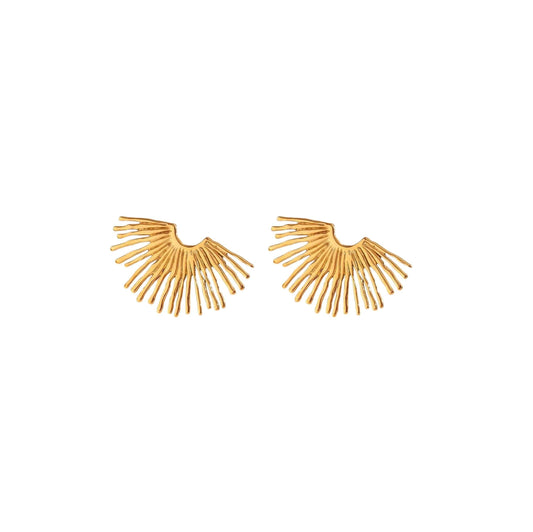Gold fanout earrings with unique boho design, 23mm length.