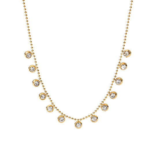 GOLD BEADED STATION NECKLACE