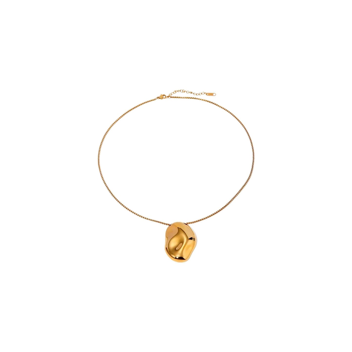 Gold Bubble Pendant Necklace with unique design on gold chain.