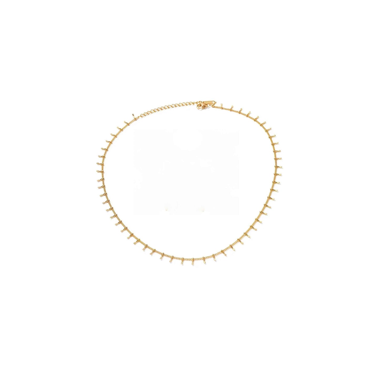 Gold half fishbone chain necklace, minimal chic design, playful layering accessory.