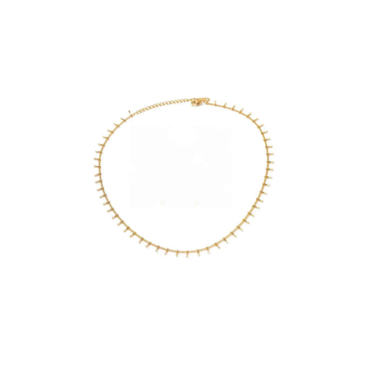 Gold half fishbone chain necklace, minimal chic design, playful layering accessory.