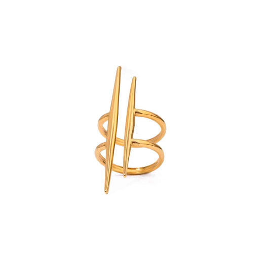 Gold H Band Ring with bold, eye-catching design in various sizes.
