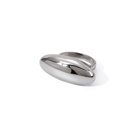 Chunky Silver Saucer Ring, stylish statement accessory.