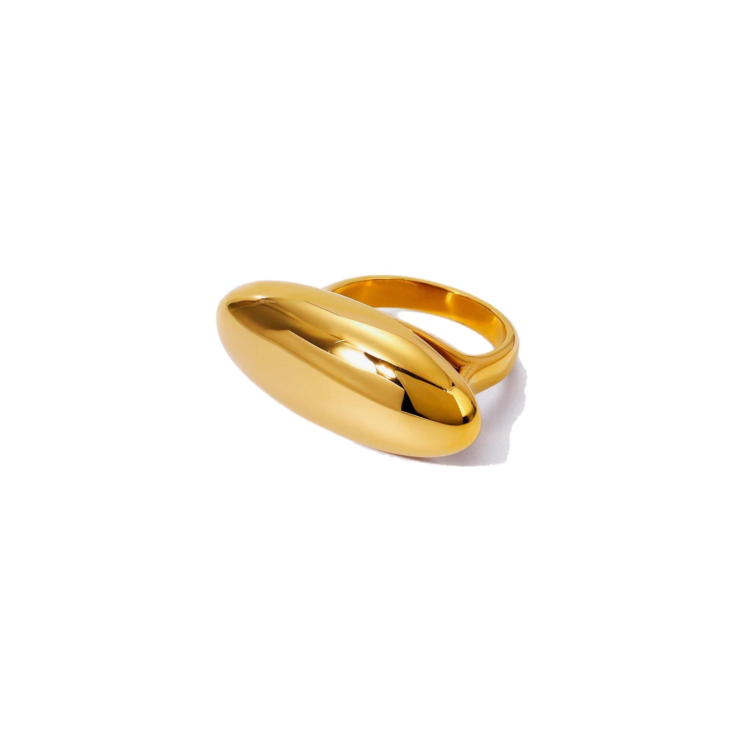 Chunky Gold Saucer Ring, statement accessory for style enhancement.