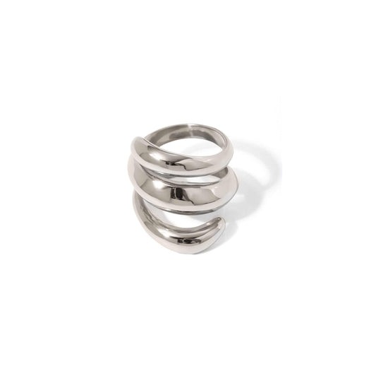 Silver Spring Ring, unique swirl design, playful jewelry piece.
