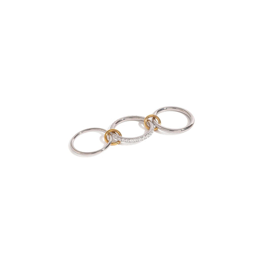 Silver CZ multi-layer ring with zircon stones, ideal for stacking and versatile wear.