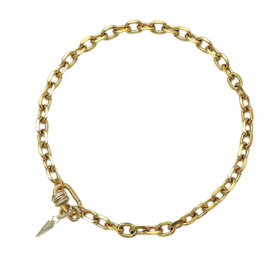 GOLD SPEAR CARABINER NECKLACE