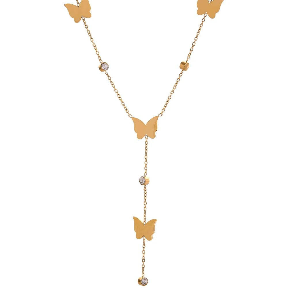 GOLD BUTTERFLY LAVALIER NECKLACE