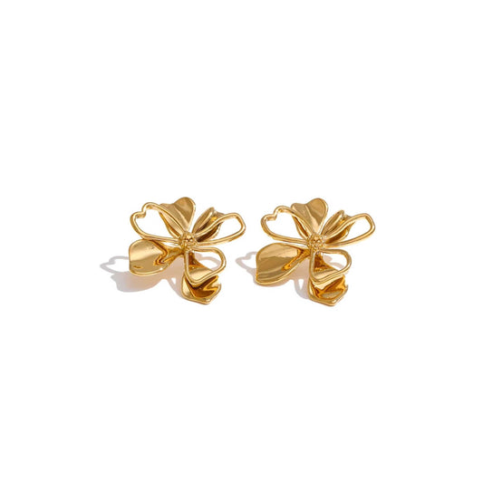 Gold Flower Cutout Earrings with playful design and charming cutout details.